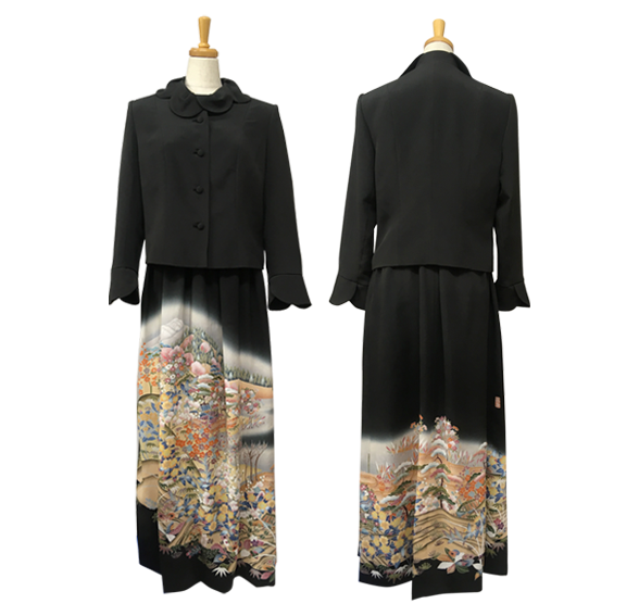 JK-14B　ペタルカラージャケット　￥42,900 BO-27A　ロングギャザースカート　￥24,200